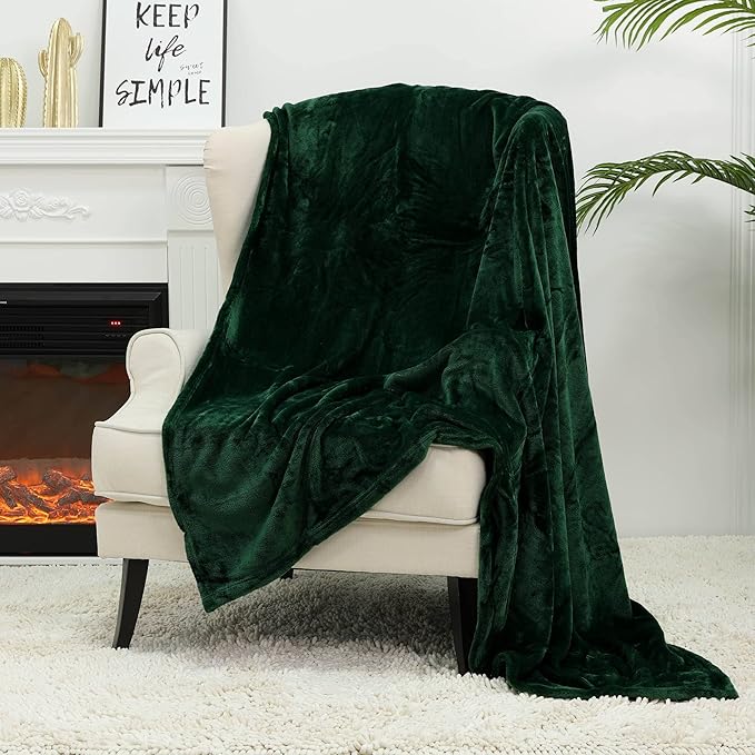 NANPIPER Fleece Blankets Super Soft Flannel Fuzzy Blanket for Bed Couch Luxury Cozy Plush Microfiber Blanket-Twin Size Olive Green