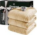 Beautyrest Heated Blanket, Electric Blanket, Soft, Warm, Reversible Plush - Sherpa Heating Blanket with 20 Heat Settings, 1-10 hrs Timer Auto Shut Off, Machine Washable, Full (84 inx80 in), Tan