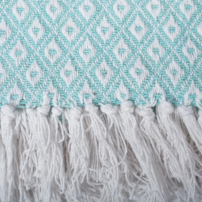 DII Global Mini Diamond Woven Throw, 50x60, Aqua