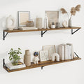 Axeman Deep Floating Shelves | 55 Inch Brown Wall Shelves Set of 2 | 10 Inch Deep Wood Floating Shelves for Wall | 55" W x 10" D Rustic Brown Shelves for Living Room Bathroom Kitchen