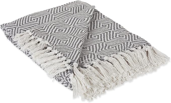DII Rustic Farmhouse Cotton Chevron Blanket Throw with Fringe for Chair, Couch, Picnic, Camping, Beach, & Everyday Use, 50 x 60 - Urban Chevron Mineral