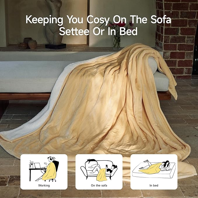 GOTCOZY Heated Blanket Twin Size - Electric Blanket with 6 Heating Level & 10 Hour Auto Off Heating Blanket, ETL Certified (62X84 Inch Yellow)