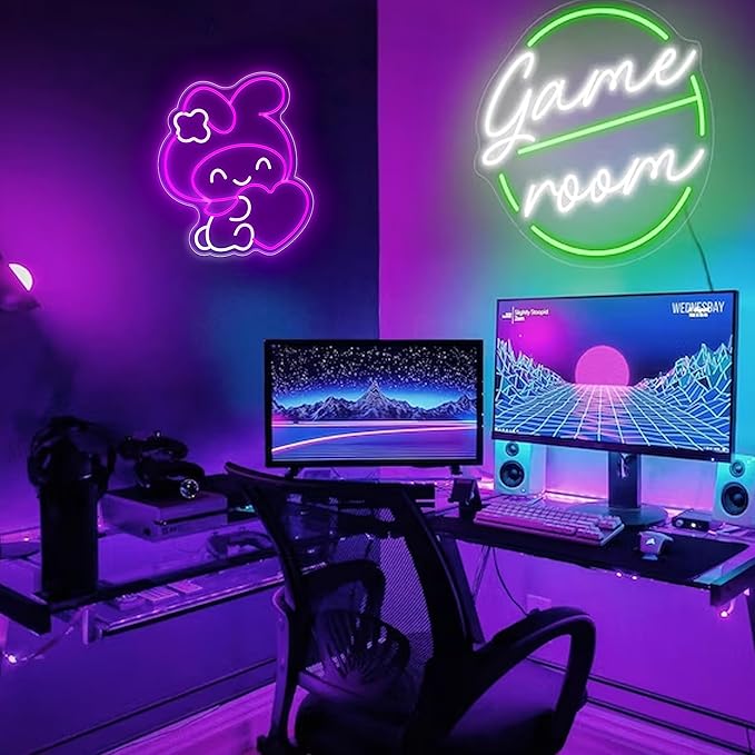 Melody Neon Sign Anime Neon Sign for Wall Decor Janpanese Neon Light for Bedroom Wall Decor Game Room Decor Livingroom Decor for Kids, Anime Gifts for Teens