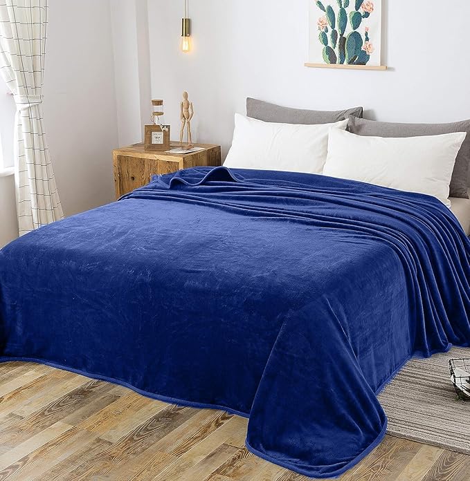 Polar Fleece Blankets King Size for The Bed Extra Soft Brush Fabric Super Warm Sofa Blanket 90" x 108"(Royal Blue King)