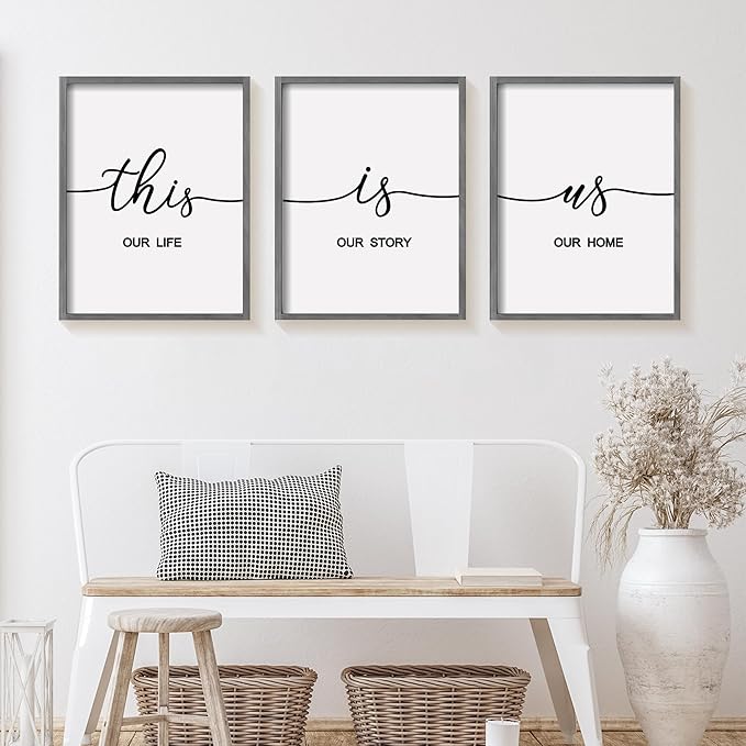 Heiple This is Us Wall Decor 11"x14" Framed Wooden Wall Sign for Home Decor Farmhouse Vintage Rustic Living Room Minimalist Family Wall Art (Gray)