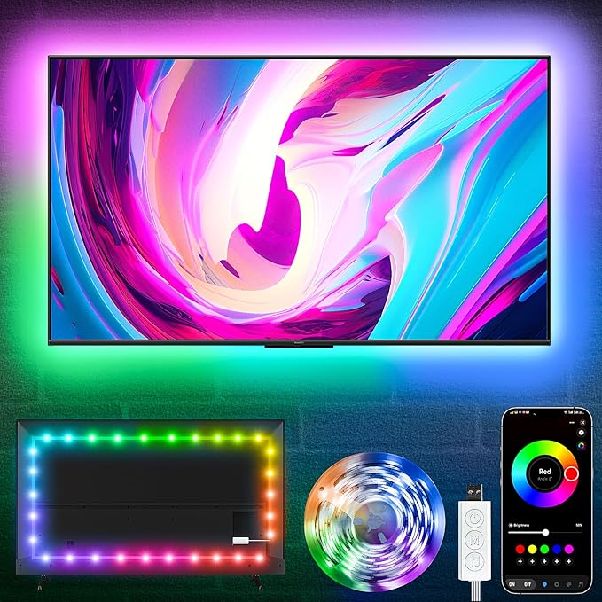 KSIPZE LED Lights for TV, 9.9ft TV led Backlight for 32-43 Inch TVs RGB TV Backlight Behind Music Sync Bluetooth APP & Button Control TV LED Strip Lights USB Powered for Bedroom/Gaming