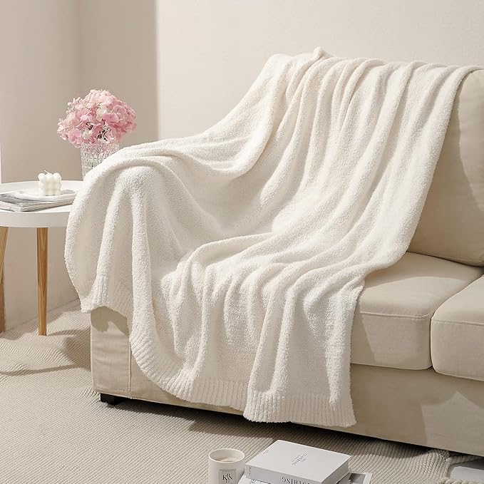 bearberry Super Soft Fluffy Throw Blanket Lightweight Cozy Warm Throw Blankets for Couch Bed Sofa All Season (Cream, 53”x71”)