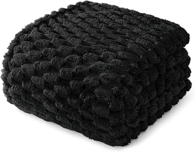 Whale Flotilla Twin Size Blanket for Bed with Jacquard Pattern, Fuzzy Soft Cozy Exquisite Blankets for All Season, Warm and Fluffy, 60x80 Inch, Black