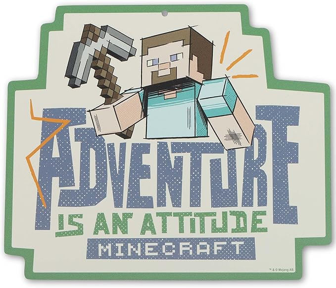 Minecraft Adventure Is an Attitude Metal Wall Decor - Fun Minecraft Sign for Bedroom or Game Room