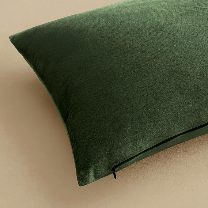 MIULEE 24x24 Inch Euro Sham Pillow Covers, Set of 2 Large Square Spring Decorative Pillows -Moss Green Super Soft for King Bed, Sofa, Couch, Accent Chairs with Hidden Zipper