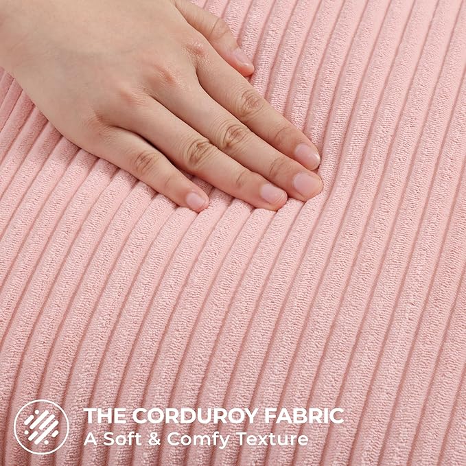 Mecatny Corduroy Decorative Throw Pillow Covers 16x16 Set of 2 for Sofa Living Room, Soft Neutral Boho Couch Pillow Covers for Home Decor, Pink