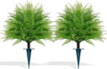 Artificial Fern Topiary Ball with Ground Spike, Set of 2 Faux Boston Fern Plants Shrub, Fake UV Resistant Evergreen Bushes for Porch Garden Indoor Outdoor Decor