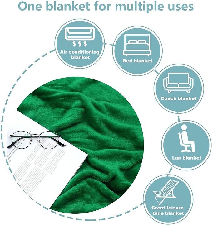 NANPIPER Fleece Blankets Super Soft Flannel King Size Blanket for Bed Luxury Cozy Microfiber Plush Fuzzy Blanket,Emerald Green