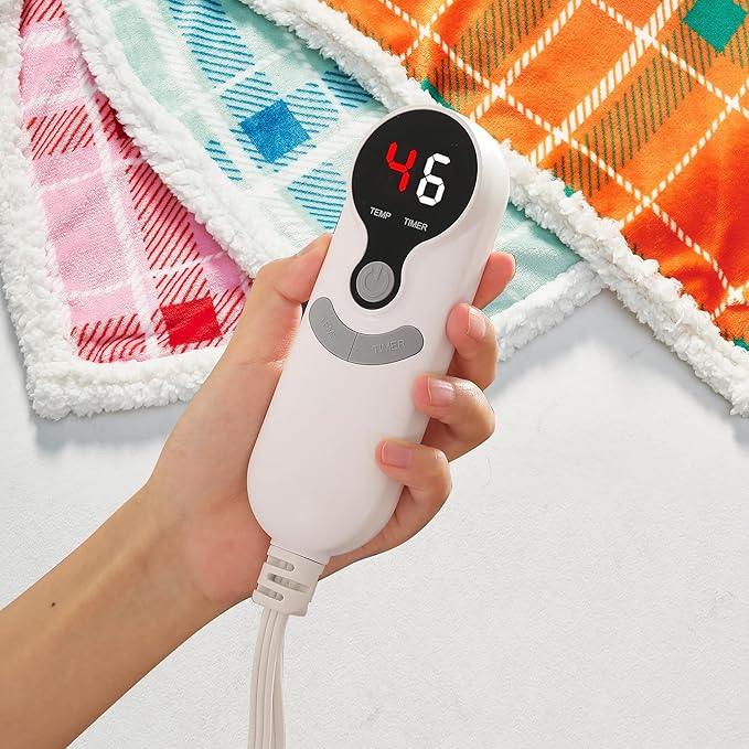 LUXIAN Electric Heated Blanket Full Size 72"x84" - Microplush & Sherpa Fabric Dual-Sided, 9 Heat Settings & 1-10 Hours Auto Off, Cozy Warming Throw for Home, Office, or Bed, Machine Washable, Orange
