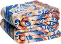 Boho Throw Blanket for Bed Cotton Spring Blankets Twin Size for Bedroom Living Room All Season Lightweight Floral Bird Embroidery Breathable Quilt for Couch Sofa Chair 60"x80" Home Decor