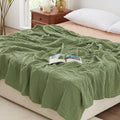 Love's cabin 100% Cotton Muslin Blanket, 6 Layer Lightweight Breathable Gauze King Size Blanket 108 x 90 Inches, Soft Summer Blanket for Bed, Sage Green
