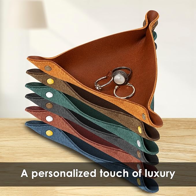 Northwind Personalized Leather Valet Tray – Made in USA - Custom Monogramed Full Grain Leather Catchall Tray for Men, Desk Organizer & Groomsmen Gift, Perfect Storage for Nightstand, Dresser