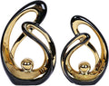 2 Pcs Black and Gold Decor Table Sculpture Decorations Ceramic Statue Mid Century Modern Decor Figurine Centerpieces for Dining Room Living Room Fireplace Shelf Office Coffee Table Decor