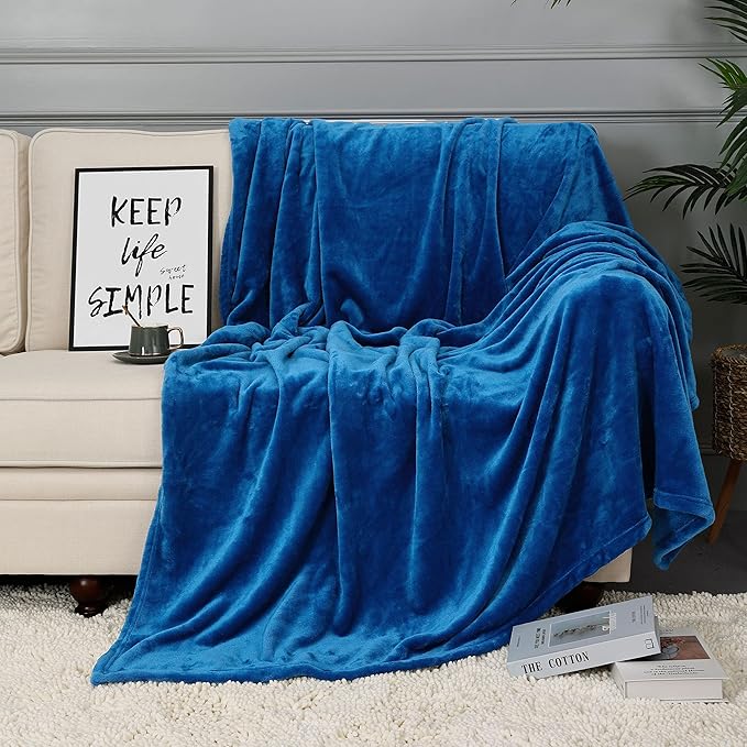 NANPIPER Fleece Blankets, Super Soft Flannel Queen Size Blanket for Bed, Luxury Cozy Microfiber Plush Fuzzy Blanket,Turquoise Blue