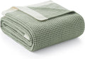 Amélie Home Waffle Throw Blanket for Couch Twin, Soft Cozy Chenille Knit Blanket Warm Decorative Throw for Sofa, Bed, Living Room, 60"x80", Sage Green