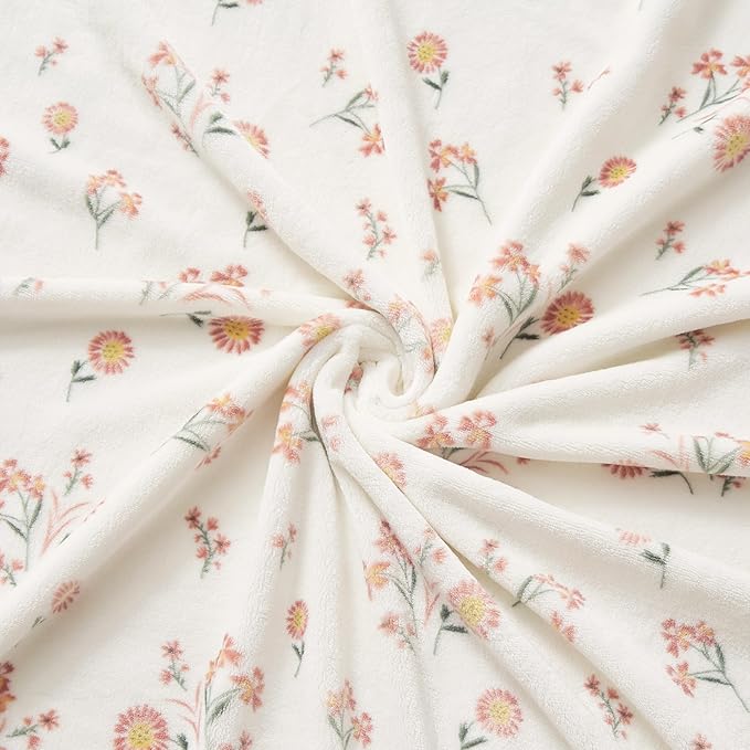Lucky Brand Daisy Ivory Floral 66"X90" Cozy Plush Blanket - Premium Microfiber Throw for Luxurious Comfort and Style Twin/Twin XL Size