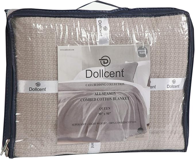 DOLLCENT 100% Cotton King Size Blanket for Bed, Premium Soft Combed Lightweight Blankets, Washed Breathable Cozy Bed Throw Blanket, Sand King Cotton Blankets for All Season: Sand (108"x90")