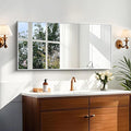 KOCUUY Silver Bathroom Mirror, 48"x24" Rectangle Bathroom Mirror for Wall, HD Tempered Glass, Anti-Rust Brushed Silver Frame, Modern Design for Bathroom, Bedroom, Living Room, Entryway.