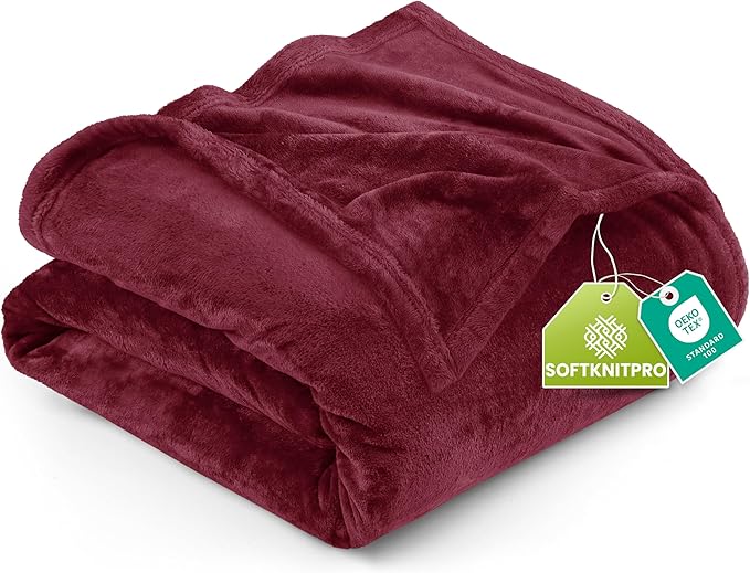 Utopia Bedding Fleece Blanket Twin Size Burgundy 300GSM Luxury Anti-Static Fuzzy Soft Microfiber Bed Blanket (60x80 Inch)