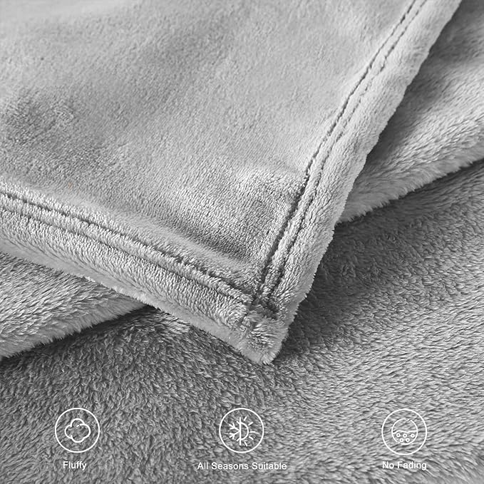 TASTHROW Lightgrey Throw Blanket 60x80 Inches, Soft Plush Cozy Fleece Flannel Throw Blanket, Lightweight Warm Throws for Bed, Couch, Bedroom and Living Room, All Seasons