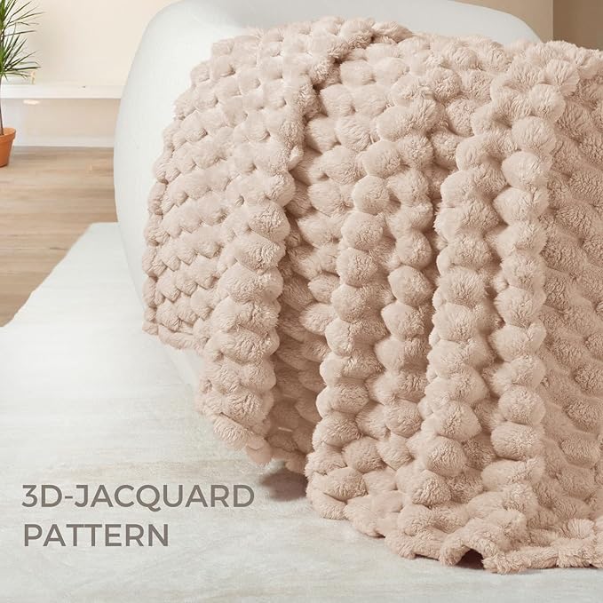 Whale Flotilla Twin Size Blanket for Bed with Jacquard Pattern, Fuzzy Soft Cozy Exquisite Blankets for All Season, Warm and Fluffy, 60x80 Inch, Camel