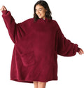 Bedsure Blanket Hoodie, Wearable Blanket Hoodies as Mothers Day Birthday Gifts for Women Men Mom Dad, Warm Cozy Soft Sweatshirt Hooded Blankets for Adult Women Men, Dark Red, Standard