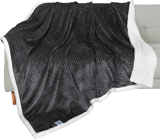 Catalonia Sherpa Throws Blanket, Super Soft Comfy Fluffy Fuzzy Fleece Plush Blanket for Sofa Couch Bed Reversible All Season for Senior Adults