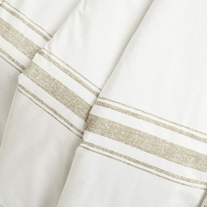 Lush Decor Farmhouse Stripe Reversible Throw, Single, 50" W x 60" L, Neutral - Beige Throw Blanket For Bed - Soft Blanket - Couch Throw - Rustic Farmhouse Decor