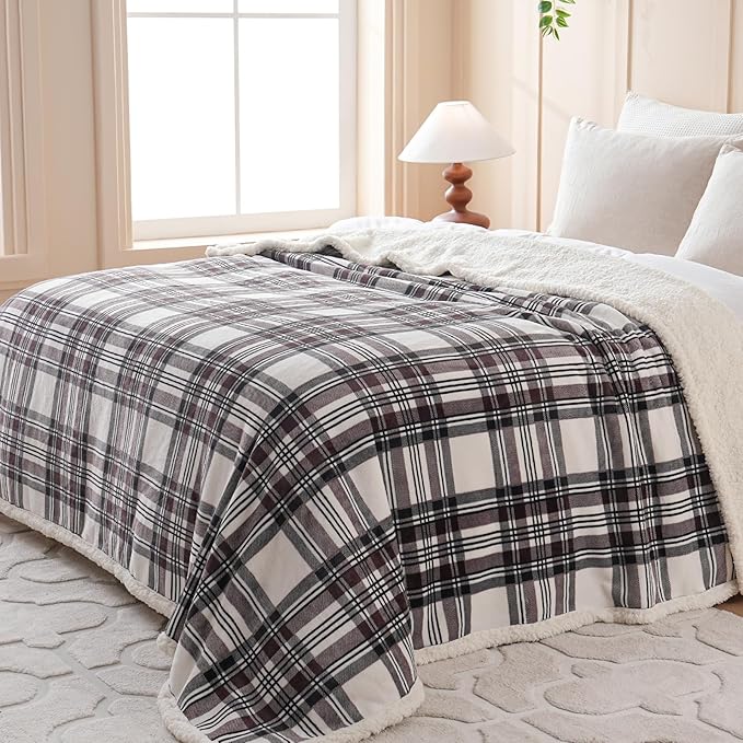 Sherpa Fleece Throw Blanket for Couch, Fluffy Plush Warm Fuzzy Blanket for Women and Men, Cozy Thick Soft Twin Blanket for Bed(Gray-2, 80"*90")