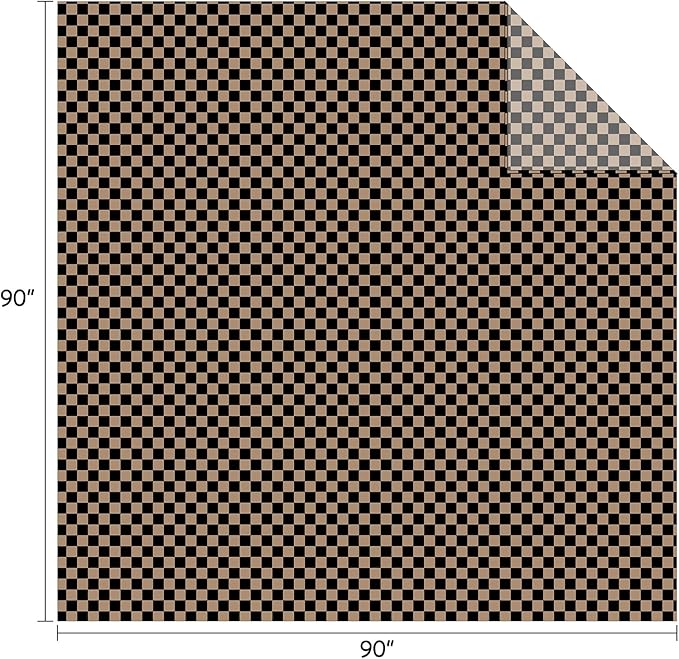 FY FIBER HOUSE Checkered Flannel Fleece Throw Blanket Queen Size Soft Cozy Checkerboard Grid Print Chessboard Gingham Pattern Blankets for Bed Couch Sofa, 90"x90", Black Brown