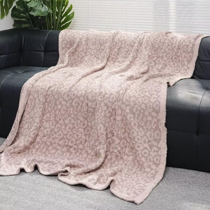 Ultra Soft Leopard Throw Blanket, Cozy Warm Reversiable Luxury Fluffy Blanket Throw Cheetah Blanket Leopard Pattern Throw for Couch Bed Sofa, 51x63 inches, Khaki White