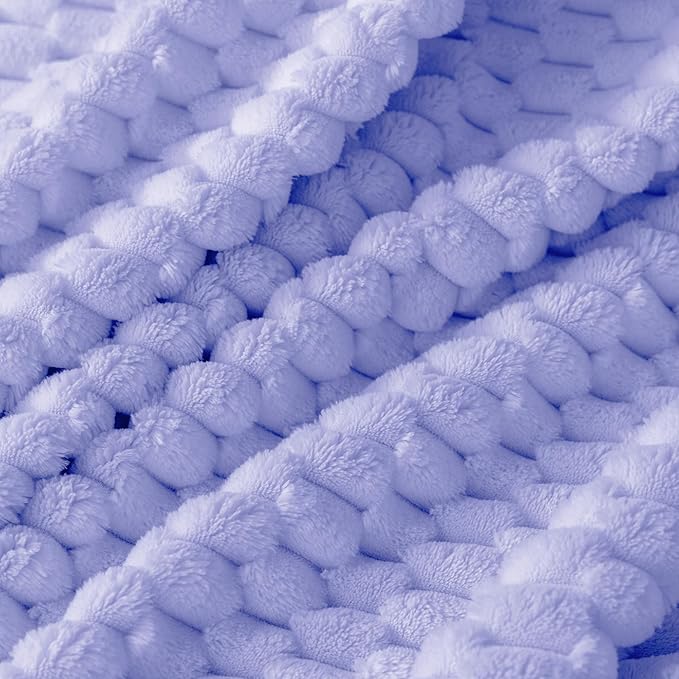 Super Soft Fleece Twin Blanket 50x70 Inches for Couch, Premium Silky with 3D Imitation Turtle Shell Jacquard Decorative Blankets, Lightweight and Cozy for Sofa.Light Blue-1