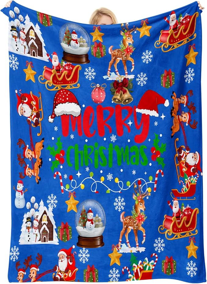 Cute Christmas Blankets and Throws for Adults/Women/Boys/Kids, Holiday Fleece Throw Blanket for Couch/Sofa, Holiday Decor, Christmas Decorations/Gifts 50"x 60"