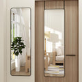 Full Length Door Mirror 14x48, Metal Frame with Protective Film, No-Drilling Hanging or Wall Mount (Horizontal/Vertical), Hooks & Hardware Included, Full Body Mirror for Bedroom, Dorm, Black