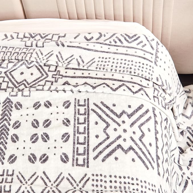 Soft Cozy 120x120 Inches Seamless Oversized King Fleece Blanket, Giant 10'x10' California King Blanket Extra-Large Flannel Blankets for Bed, Sofa, Couch, Travel, Symbol Light Grey