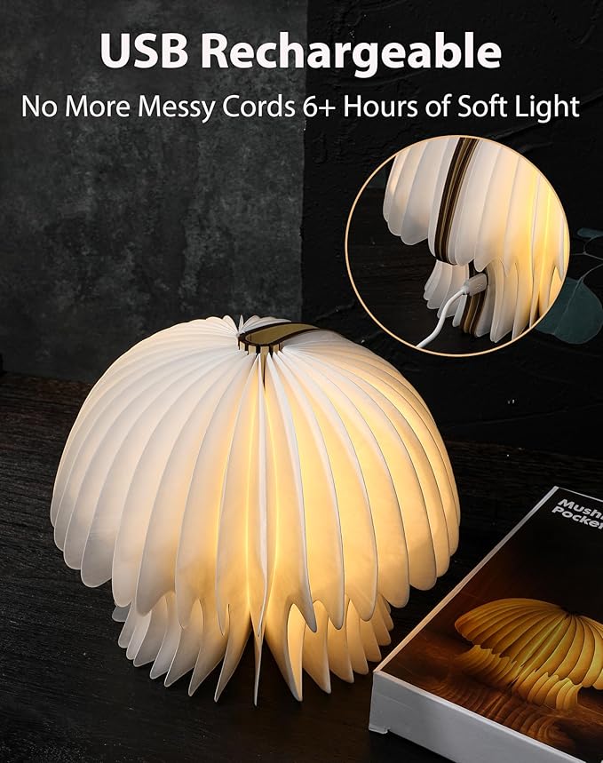 Modern Decor Mushroom Lamp - Foldable Pocket Lamp,1200mAh Battery Rechargeable Warm Light, Portable LED Decorative Light for Bedroom, Living Room & Desk - Cute Home Decor