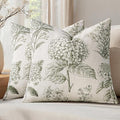 Set of 2 Decorative Floral Neutral Pillow Covers 20x20 Inch Light Green Hydrangea Print Spring Boho Vintage Throw Cushion Covers for Sofa Couch Porch Bedroom Living Room Summer Home Decor