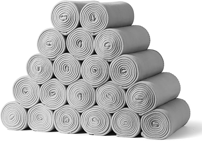 20PCS Gray Fleece Blankets Bulk 50 X 60, Soft Lightweight Throw Blankets Kit Cozy Blankets Bulk for Bed Sofa Couch Warm Pet Fleece Blankets Set for Wedding Homeless Home Office Travel Gift for Seasons