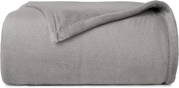Casual Living Full/Queen Fleece Blanket Fluffy Soft Warm Cozy Bed Blankets for Bedroom Decor Plush Thick Fuzzy Oversized Big Flannel Throw for Bed Chair or Outdoor, 90-inch x 90-inch, Light Grey