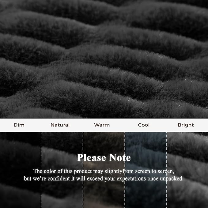 Faux Fur Blanket, Twin Size Oversized Throw Blanket for Couch, Fluffy Blanket with Stretch Ruched Design, Ultra Soft Giftable Home Decor, 60x80 inches, Charcoal Grey