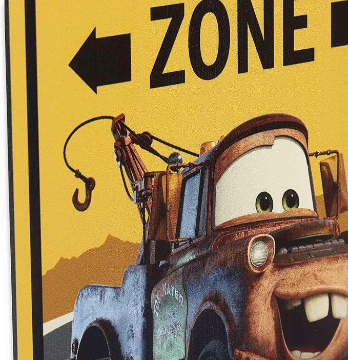 Disney Pixar Cars Tow Mater Tow Away Zone Metal Wall Decor - Fun Cars Sign for Kids' Bedroom or Garage