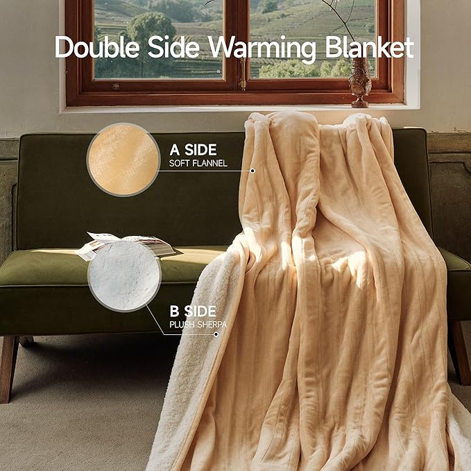 GOTCOZY Heated Blanket - Full Size Electric Blanket with 6 Heating Levels & 10 Hour Auto Off, ETL Certified (72x84 Inch Yellow)