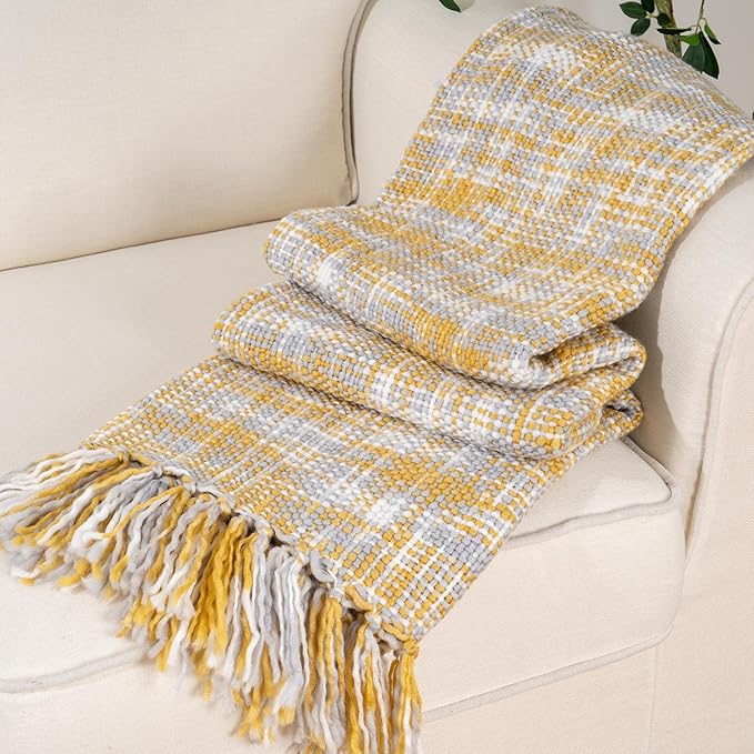 BATTILO HOME Yellow Throw Blanket for Couch Bed, Mustard Gold Blanket for Spring Summer, Multicolor Throw Blanket for Home Decor, 50"x60"