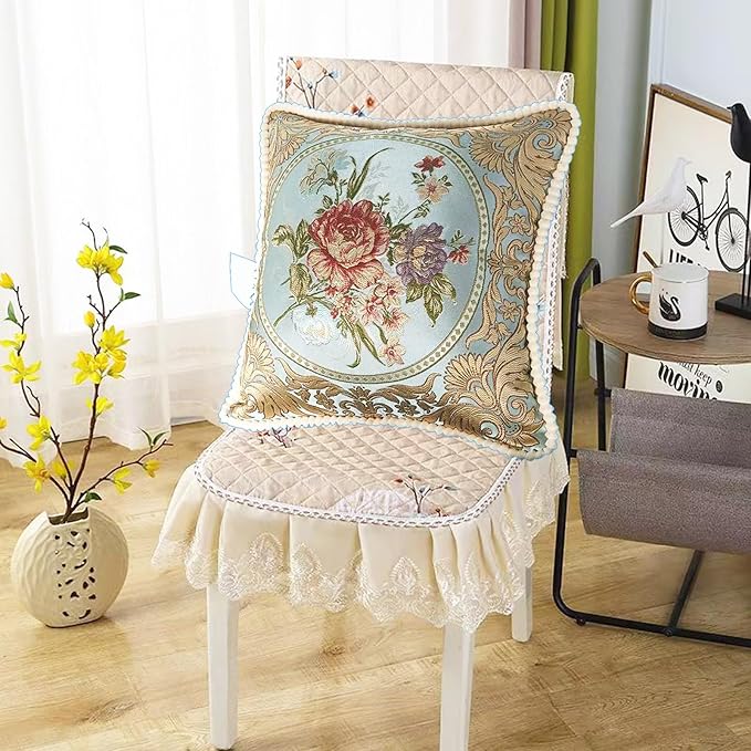 SZHELEJIAM Pillow Covers Set of 2, Jacquard Vintage Embroidered Pillow Cover, Soft Comfortable to the Touch Sofa Decorative Cushion Cover for Living Room, Bedroom, Balcony 18x18 Inch Blue
