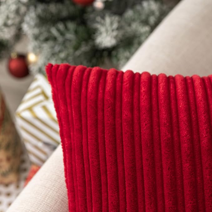 UGASA Pack of 2 Christmas Velvet Soft Warm Throw Pillow Covers Set Cushion Cases Pillowcases for Livingroom/Bedroom/Sofa, 20"x20"(50x50cm), Burgundy